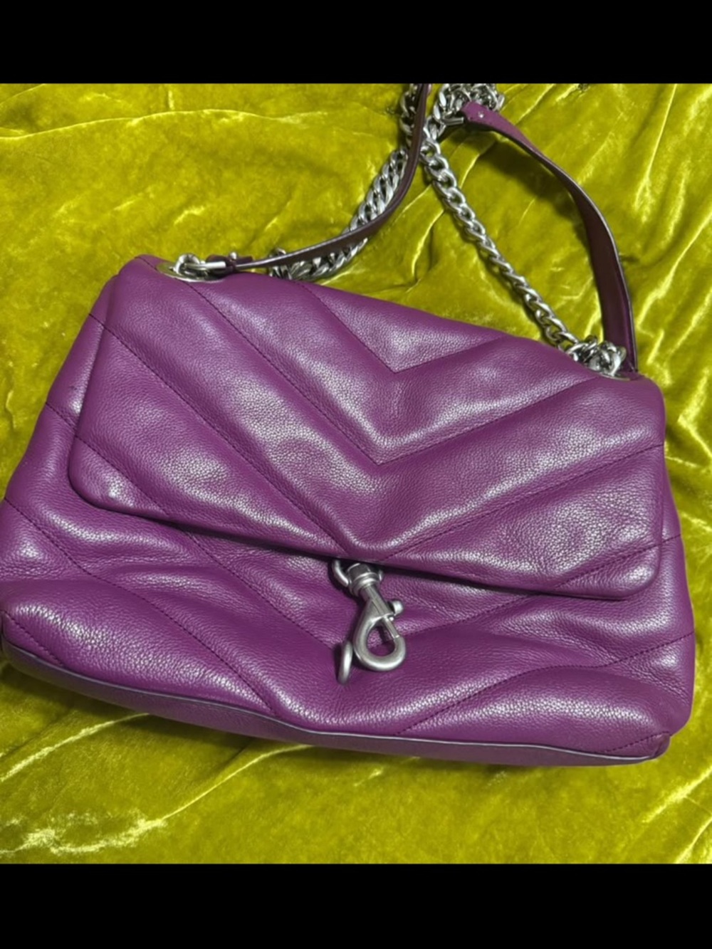 REBECCA MINKOFF -Purple Quilted Chain-Handle Women’s Shoulder Bag